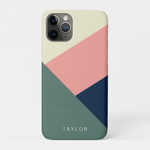 Funda Para iPhone 11 Pro Moderno, rosa y verde, minimalista y geométrico