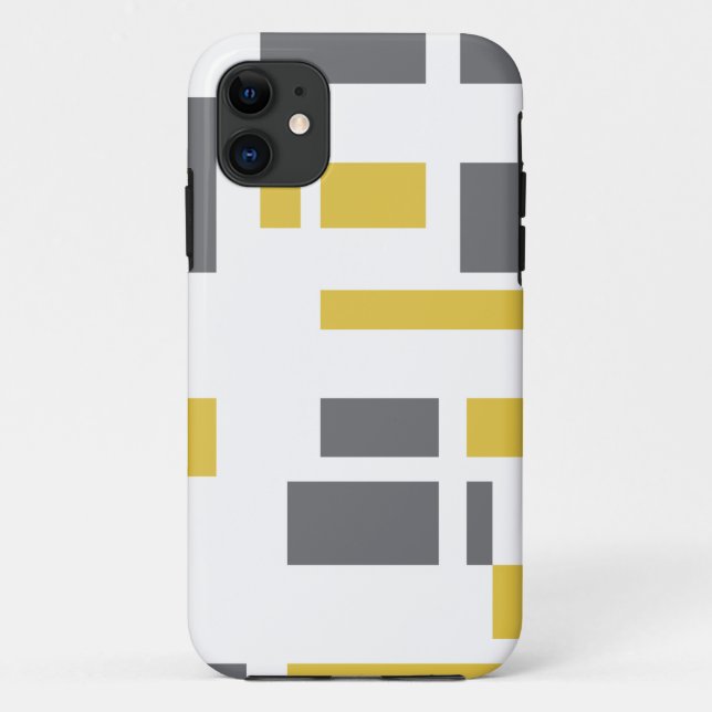 Funda De Case-Mate Para iPhone Moderno, simple, patrón geométrico amarillo gris c (Reverso)