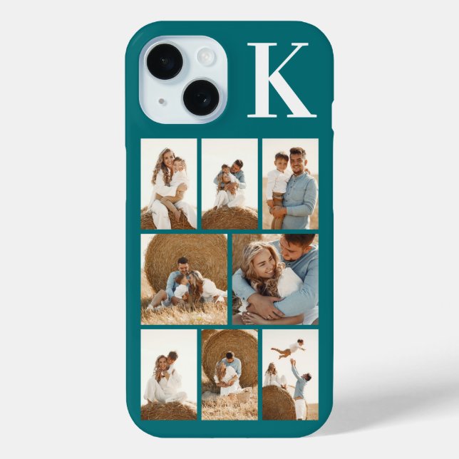 Funda De Case-Mate Para iPhone Moderno Teal 8 Fotos (Reverso )