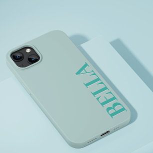 Funda Para iPhone 14 De Case-Mate Moderno verde acuático inicial minimalista contemp