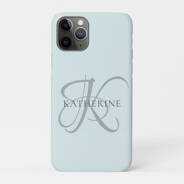 Funda De Case-Mate Para iPhone Moderno y elegante guión de monograma Aqua Blue (Reverso)
