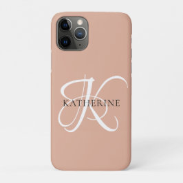 Funda Para iPhone 11 Pro Moderno y elegante guión monográfico Rubor rosa