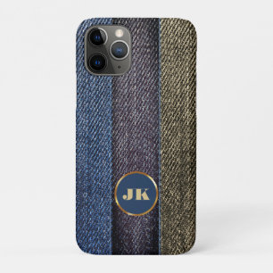 Funda Para iPhone 11 Pro Moderno y elegante jeans azules Gold Nombre de mon
