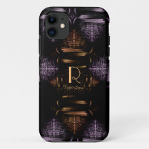 Moderno y elegante Monograma lujoso dorado y morad