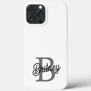 Funda Para iPhone 13 Pro Max Moderno y elegante nombre de monograma guión gris 