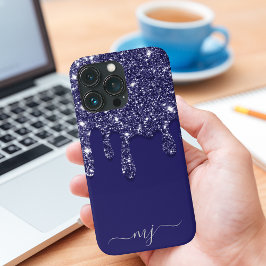 Funda Para iPhone 13 Pro Moderno y elegante Purpurina azul de la Marina
