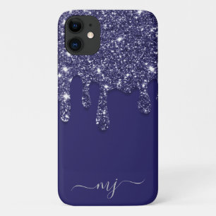 Funda Para iPhone 11 Moderno y elegante Purpurina azul de la Marina