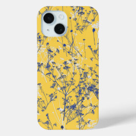 Funda Para iPhone 15 Moderno y elegante resumen Flores salvajes azules