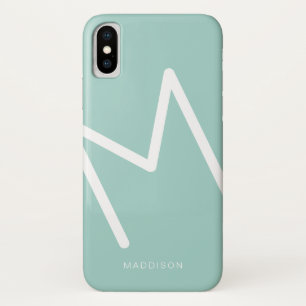 Funda Para iPhone X Moderno y exclusivo monograma Verde azulado