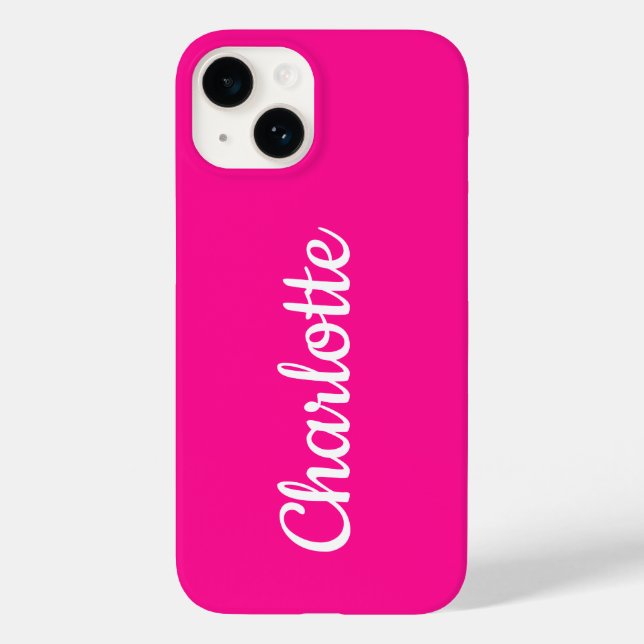Funda De Case-Mate Para iPhone Moderno y personalizado rosa caliente y blanco (Reverso )
