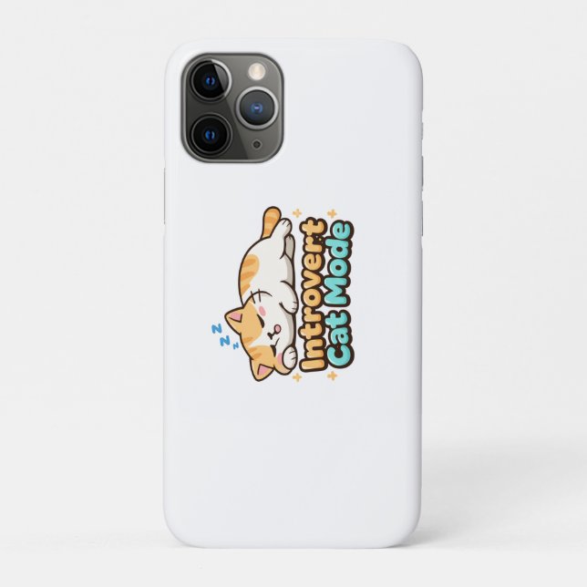 Funda De Case-Mate Para iPhone Modo Gato Introvertido Divertido  (Reverso)