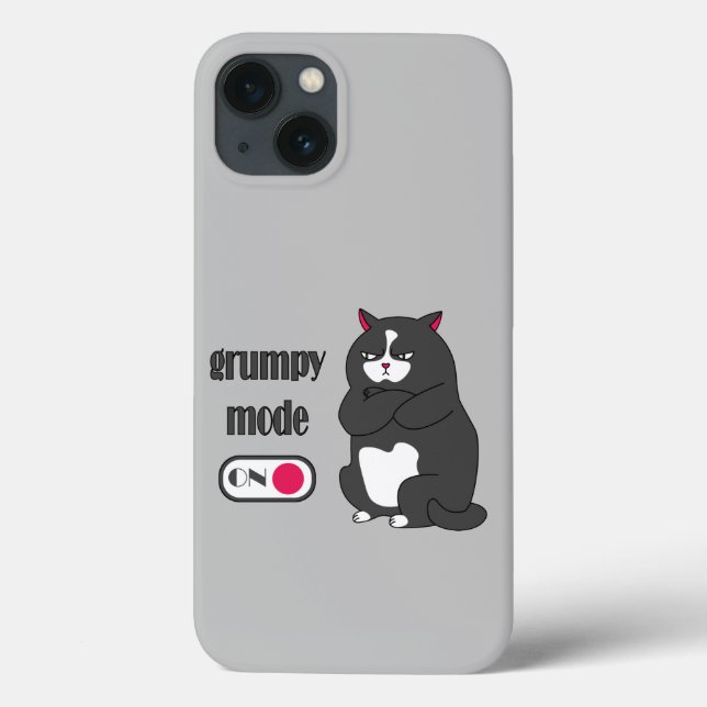 Funda De Case-Mate Para iPhone Modo gruñón en gato gordo gracioso (Reverso)