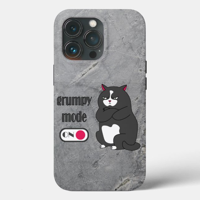 Funda De Case-Mate Para iPhone Modo gruñón en gato gordo gracioso (Reverso )