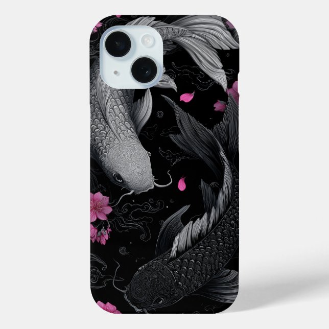 Funda De Case-Mate Para iPhone Modo oscuro de peces Koi japoneses (Reverso )