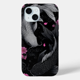 Funda Para iPhone 15 Modo oscuro de peces Koi japoneses