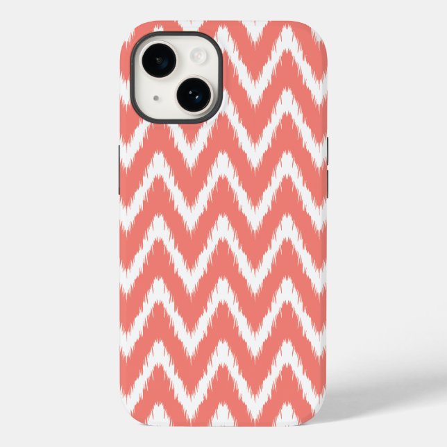 Funda De Case-Mate Para iPhone Modos asiáticos de salmón Ikat Chevrons (Reverso )