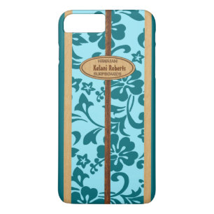 Funda Para iPhone 8 Plus/7 Plus Mokuleia Hawaiian Faux Wood Monogram Surfboard