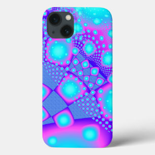 Funda Para iPhone 13 Moléculas neonesas Fractal psicodélico