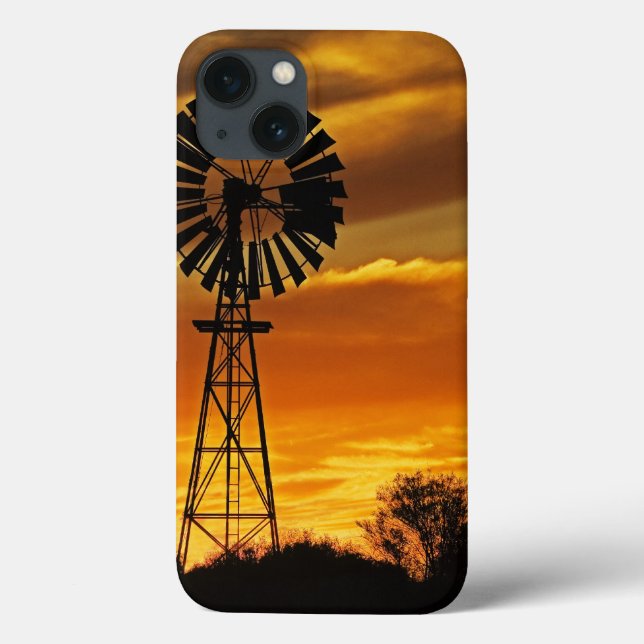Funda De Case-Mate Para iPhone Molino de viento y atardecer, William Creek, Oodna (Reverso)