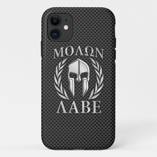 Funda De Case-Mate Para iPhone Molon Labe Chrome Estilo Spartan Armor Fibra De Ca (Reverso)