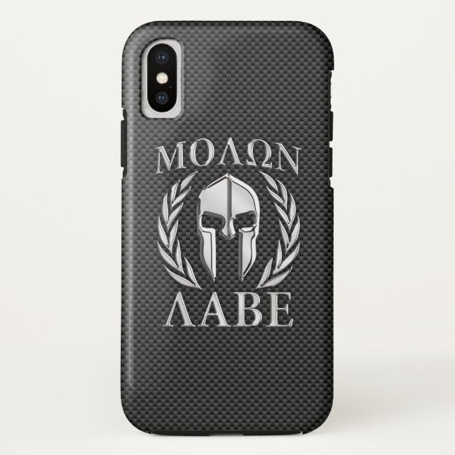 Funda De Case-Mate Para iPhone Molon Labe Chrome Estilo Spartan Armor Fibra De Ca (Reverso)