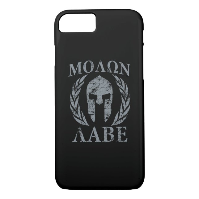 Funda De Case-Mate Para iPhone Molon Labe Grunge Spartan Helmet (Reverso)