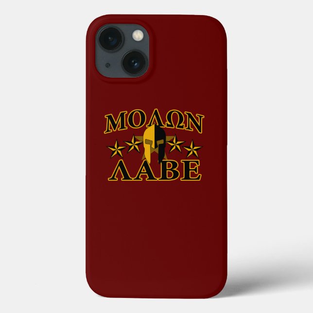 Funda De Case-Mate Para iPhone Molon Labe Guerrero Espartano 5 estrellas Borgoña (Reverso)