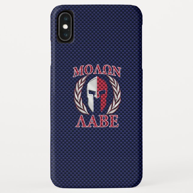 Funda De Case-Mate Para iPhone Molon Labe Spartan Warrian Cromado de fibra de car (Reverso)