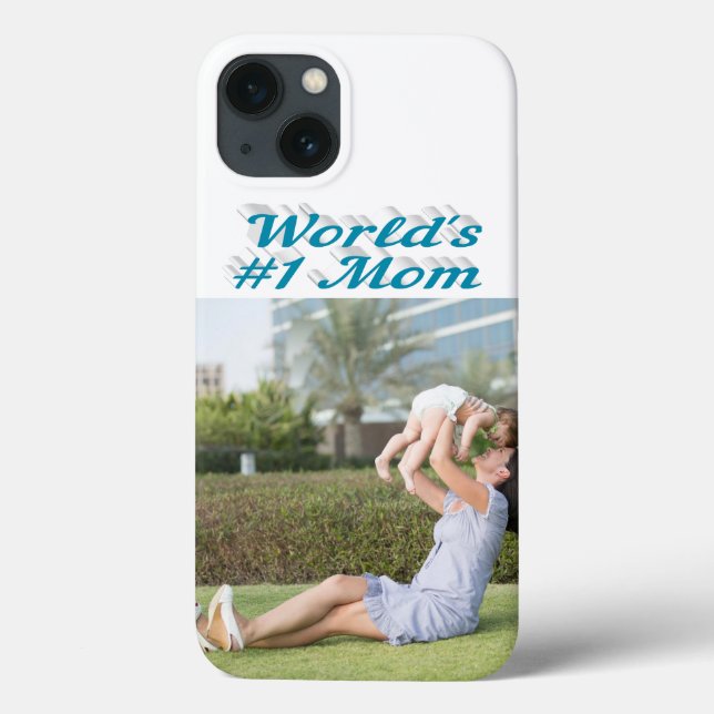 Funda De Case-Mate Para iPhone Mom Photo sky blue text iPhone Case (Reverso)