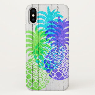 Funda Para iPhone X Momona apenó la falsa madera de la piña hawaiana