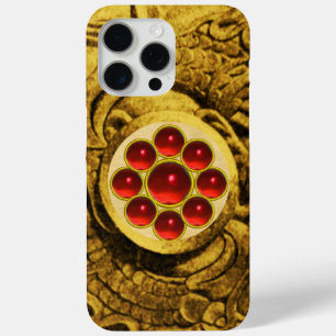 Funda Para iPhone 15 Pro Max MON CON ROJO RUBY GEMSTONS Griffins de oro