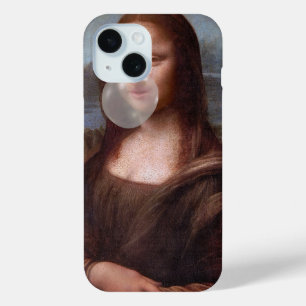 Funda Para iPhone 15 Mona Lisa soplando chicle gris