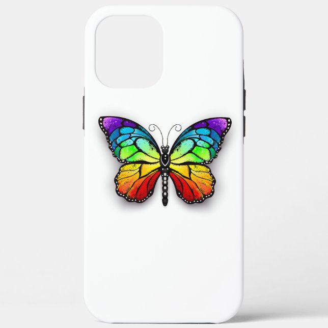 Funda De Case-Mate Para iPhone Monarca de mariposa arcoiris (Reverso )