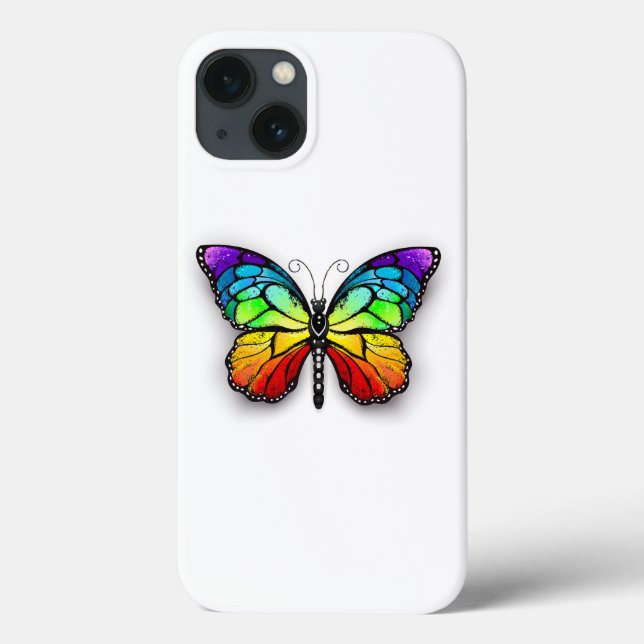 Funda De Case-Mate Para iPhone Monarca de mariposa arcoiris (Reverso)