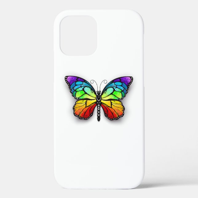 Funda De Case-Mate Para iPhone Monarca de mariposa arcoiris (Reverso )