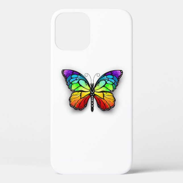 Funda De Case-Mate Para iPhone Monarca de mariposa arcoiris (Reverso )