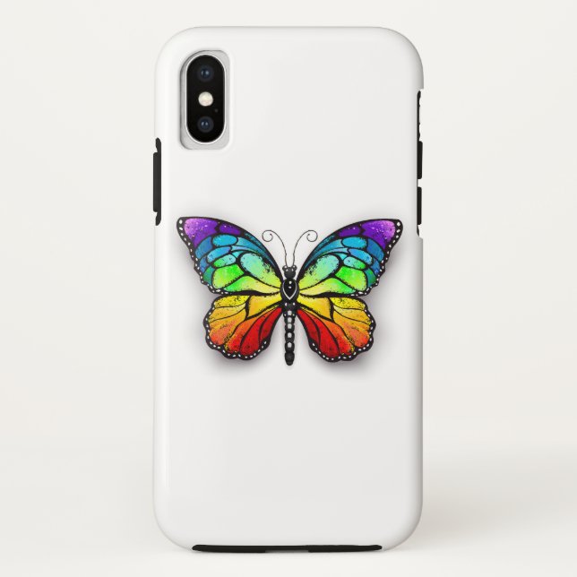 Funda De Case-Mate Para iPhone Monarca de mariposa arcoiris (Reverso)