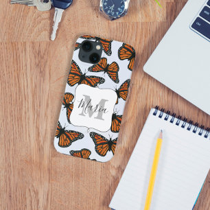 Funda Para iPhone 13 Monarca mariposa Monograma Giro Botánico