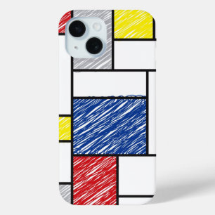 Funda Para iPhone 15 Mondrian Scribbles Minimalista De Stijl Arte Moder