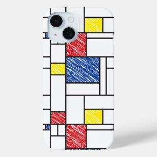 Funda Para iPhone 15 Mondrian Scribbles Minimalista De Stijl Arte Moder