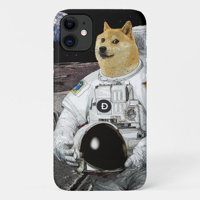 Funda De Case-Mate Para iPhone Moneda de doge de doge de Dogecoin al astronauta l (Reverso)