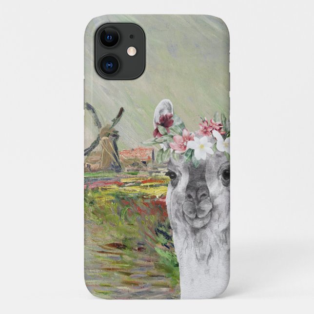 Funda De Case-Mate Para iPhone Monet Champ Tulipes y Fancy Llama (Reverso)