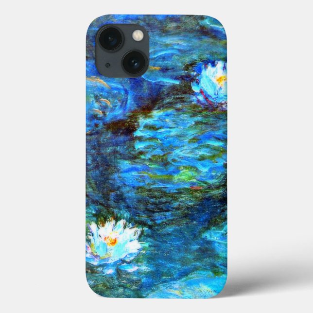 Funda De Case-Mate Para iPhone Monet - Lilies de agua (azul)  (Reverso)