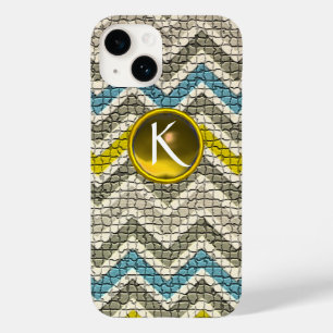 FUNDA PARA iPhone 14 DE Case-Mate MONGRAM DE CHEVRONS DE MOSAICO GRIS GRIS BLANCO AZ