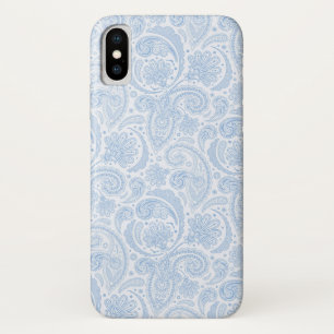 Funda Para iPhone X Mono azul blanco lindo patrón de cachemir