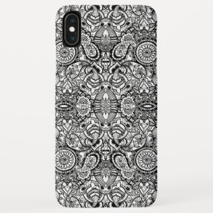 Funda Para iPhone XS Max Mono floral paisley blanco negro lindo