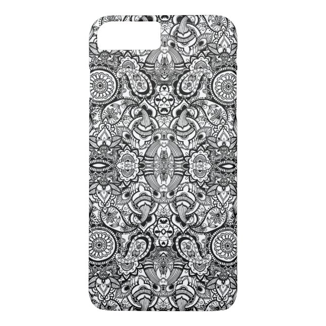 Funda De Case-Mate Para iPhone Mono floral paisley blanco negro lindo (Reverso)