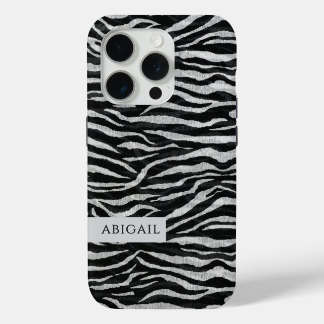 Funda De Case-Mate Para iPhone Monochrome Animal Print and Name (Reverso )