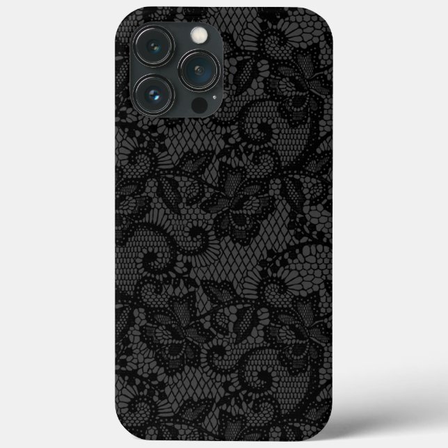 Funda De Case-Mate Para iPhone Monocromo Faux Lace (Reverso )