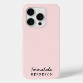 Funda Para iPhone 15 Pro Monogram Blush Pink Modern Minimalist Feminine